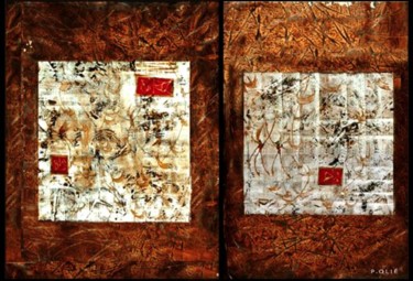 Peinture intitulée "diptyque brun" par Pierre Olié, Œuvre d'art originale, Huile