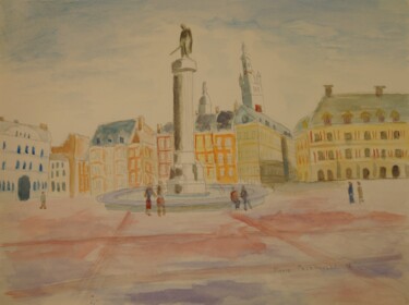 Painting titled "Aquarelle Lille - G…" by Pierre Paszkowski, Original Artwork, Watercolor