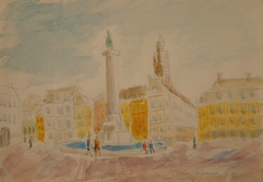 Painting titled "Aquarelle Lille - G…" by Pierre Paszkowski, Original Artwork, Watercolor