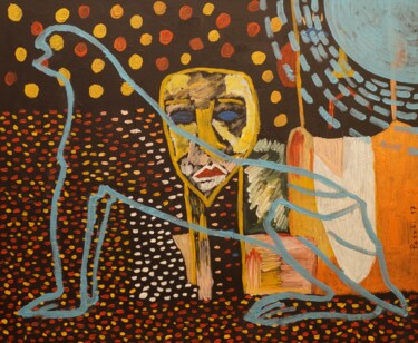 Pintura titulada "Lion de Delos au so…" por Pierre Paszkowski, Obra de arte original, Acrílico