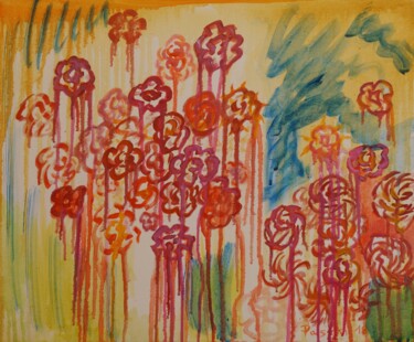 Ζωγραφική με τίτλο "Flores" από Pierre Paszkowski, Αυθεντικά έργα τέχνης, Ακρυλικό