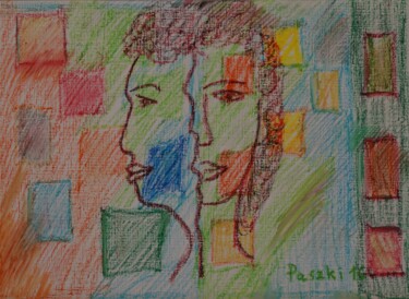 Malerei mit dem Titel "Janus - 16" von Pierre Paszkowski, Original-Kunstwerk, Pastell