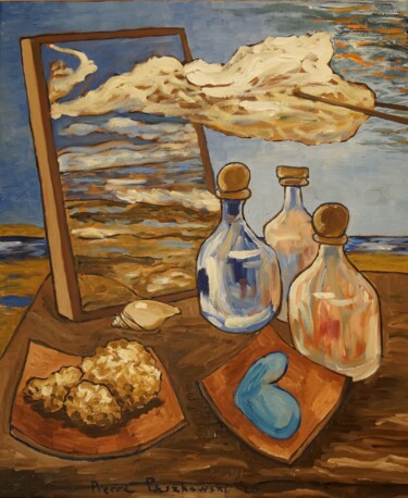 Painting titled "3 bouteilles à la m…" by Pierre Paszkowski, Original Artwork, Oil