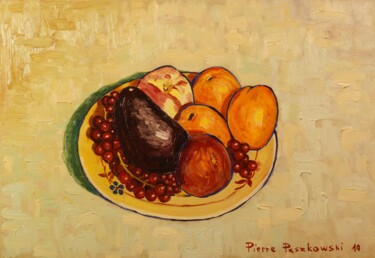 Pintura titulada "assiette de fruits" por Pierre Paszkowski, Obra de arte original, Oleo