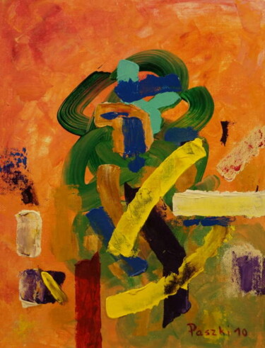 Painting titled "arbre abstrait 2010…" by Pierre Paszkowski, Original Artwork, Acrylic