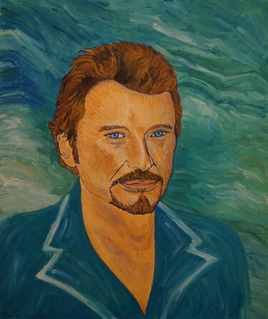 Schilderij getiteld "johnny halliday" door Pierre Paszkowski, Origineel Kunstwerk, Olie