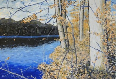 Painting titled "Lac et forêt - 1" by Pierre Paszkowski, Original Artwork, Oil
