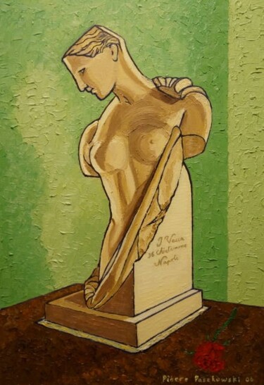 Malarstwo zatytułowany „sculpture et rose” autorstwa Pierre Paszkowski, Oryginalna praca, Olej
