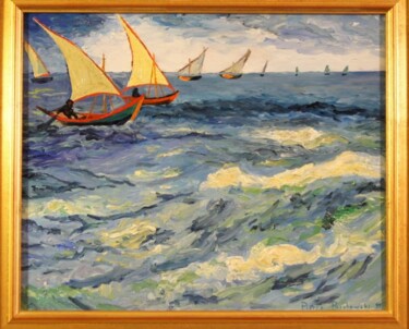 Pittura intitolato "bateaux Van Gogh" da Pierre Paszkowski, Opera d'arte originale, Olio