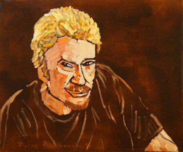 Painting titled "Johnny Hallyday" by Pierre Paszkowski, Original Artwork, Oil