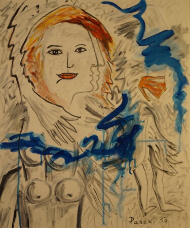 Pintura titulada "Femme à l'imperméab…" por Pierre Paszkowski, Obra de arte original, Acrílico