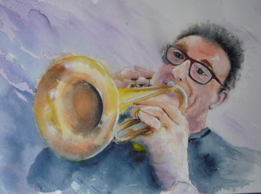 Peinture intitulée "Bernard" par Pierre Patenet, Œuvre d'art originale, Aquarelle