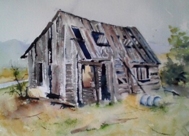 Painting titled "Un cabanon." by Pierre Patenet, Original Artwork, Watercolor