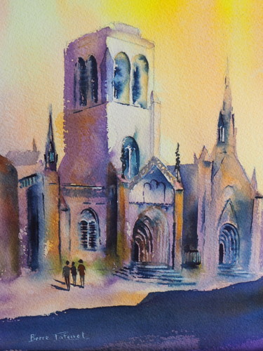绘画 标题为“Abbaye à Locronan.” 由Pierre Patenet, 原创艺术品, 水彩