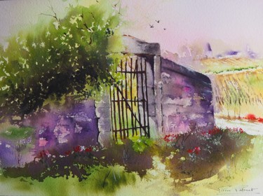 Painting titled "Clos à Givry." by Pierre Patenet, Original Artwork, Watercolor
