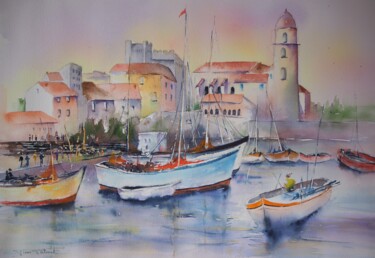 Painting titled "Collioure" by Pierre Patenet, Original Artwork, Watercolor