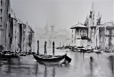 Dibujo titulada "Venise." por Pierre Patenet, Obra de arte original, Tinta