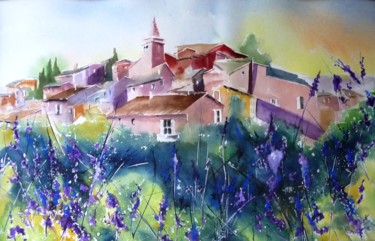 Peinture intitulée "Le village du Rouss…" par Pierre Patenet, Œuvre d'art originale, Aquarelle