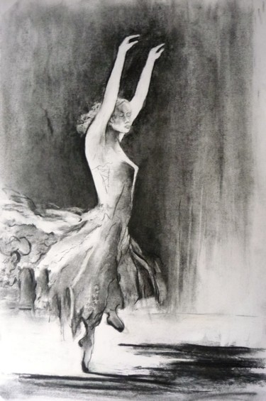 Rysunek zatytułowany „La danseuse.” autorstwa Pierre Patenet, Oryginalna praca, Węgiel drzewny