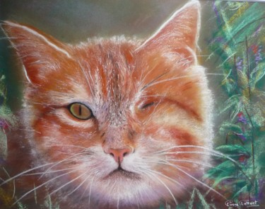 Peinture intitulée "Le chat blessé." par Pierre Patenet, Œuvre d'art originale, Pastel