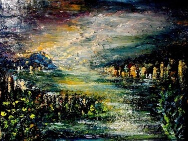 Peinture intitulée "Village bord de mer" par Pierre-Paul Marchini, Œuvre d'art originale, Huile