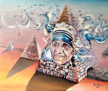 Mère THERESA Peinture intitulée "Mère THERESA" par Pierre Peytavin, Œuvre d'art originale, Huile Monté sur Châssis