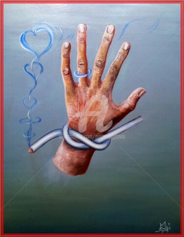 绘画 标题为“CIGARETTE ET MARIAGE” 由Pierre Peytavin, 原创艺术品, 油 安装在纸板上