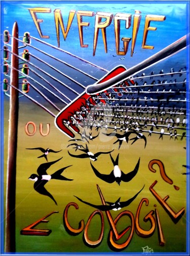 Картина под названием ""cui-cui écologie"" - Pierre Peytavin, Подлинное произведение искусства, Масло Установлен на картон