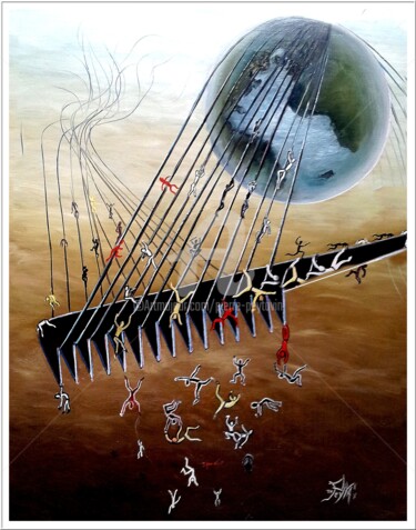 Картина под названием "racisme" - Pierre Peytavin, Подлинное произведение искусства, Масло Установлен на картон