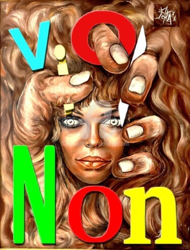 Картина под названием "VIOL avec texte" - Pierre Peytavin, Подлинное произведение искусства, Масло Установлен на картон