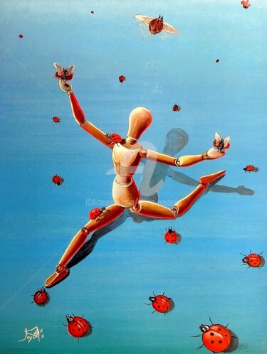 Peinture intitulée "LE BONHEUR est faci…" par Pierre Peytavin, Œuvre d'art originale, Huile