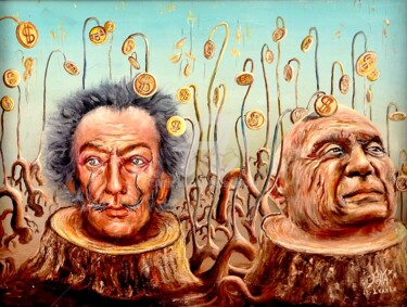 Peinture intitulée "Les  "SOUCHADOLLARS"" par Pierre Peytavin, Œuvre d'art originale, Huile Monté sur Châssis en bois