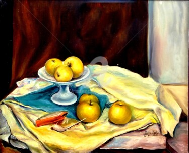 Painting titled "POMMES" by Pierre Peytavin, Original Artwork, Oil