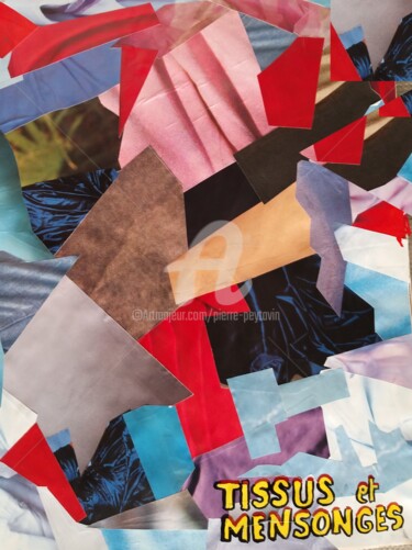 Collages intitolato "tissus et mensonges" da Pierre Peytavin, Opera d'arte originale, Collages