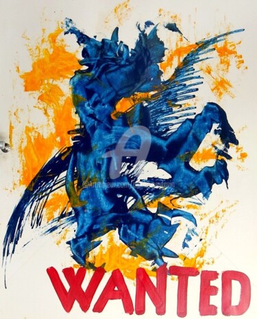 Painting titled "wanted" by Pierre Peytavin, Original Artwork, Oil Mounted on Cardboard
