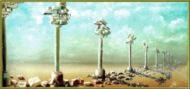 Peinture intitulée "Le temple démoli" par Pierre Peytavin, Œuvre d'art originale, Huile