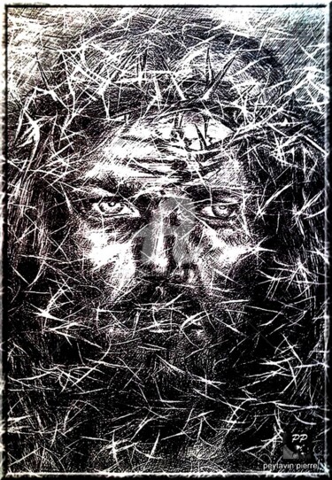 Arts numériques intitulée "Christ sévère2" par Pierre Peytavin, Œuvre d'art originale, Travail numérique 2D