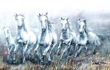 Arte digitale intitolato "chevaux ( version h…" da Pierre Peytavin, Opera d'arte originale, Lavoro digitale 2D