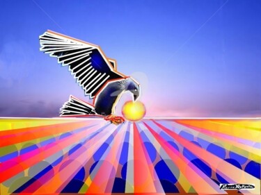 Arts numériques intitulée "AIGLE ET SOLEIL" par Pierre Peytavin, Œuvre d'art originale, Travail numérique 2D