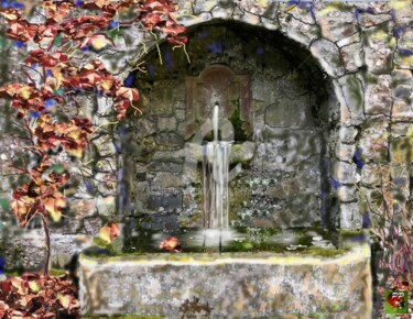La fontaine du village Digitale Künste mit dem Titel "La fontaine du vill…" von Pierre Peytavin, Original-Kunstwerk, 2D Digital Work