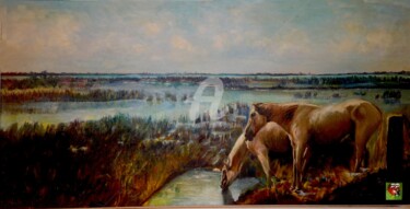 Painting titled "Camargue" by Pierre Peytavin, Original Artwork, Oil