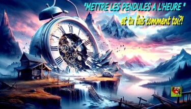 Digital Arts titled "Mettre les pendules…" by Pierre Peytavin, Original Artwork, AI generated image
