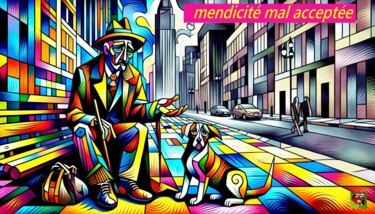 Arts numériques intitulée "MENDICITE MAL ACCEP…" par Pierre Peytavin, Œuvre d'art originale, Image générée par l'IA