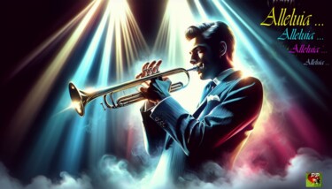Arts numériques intitulée "Solo de trompette" par Pierre Peytavin, Œuvre d'art originale, Image générée par l'IA