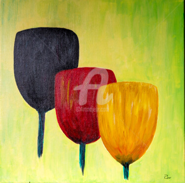Painting titled "3 tulipes" by Pierre Pilling, Original Artwork, Acrylic