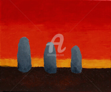 Peinture intitulée "3 menhirs" par Pierre Pilling, Œuvre d'art originale, Acrylique