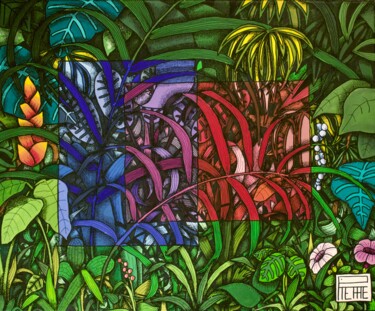 Malerei mit dem Titel "plantes" von Pierre Prat, Original-Kunstwerk, Acryl