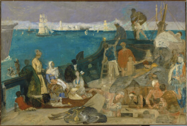 Painting titled "Marseille, porte de…" by Pierre Puvis De Chavannes, Original Artwork, Oil