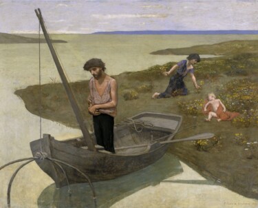 Картина под названием "The poor fisherman" - Pierre Puvis De Chavannes, Подлинное произведение искусства, Масло