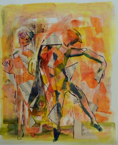 Peinture intitulée "Arlequi et Colombine" par Pierre Quentel, Œuvre d'art originale, Acrylique